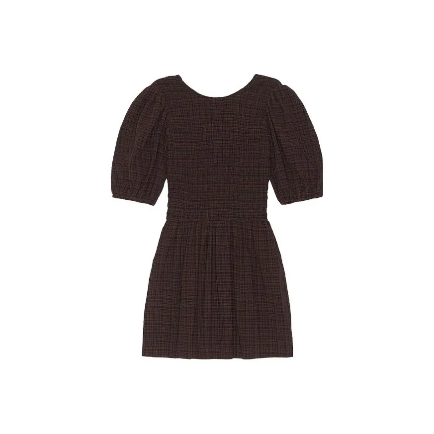 GANNI Цикорий кофейный Женские Платья с коротким рукавом