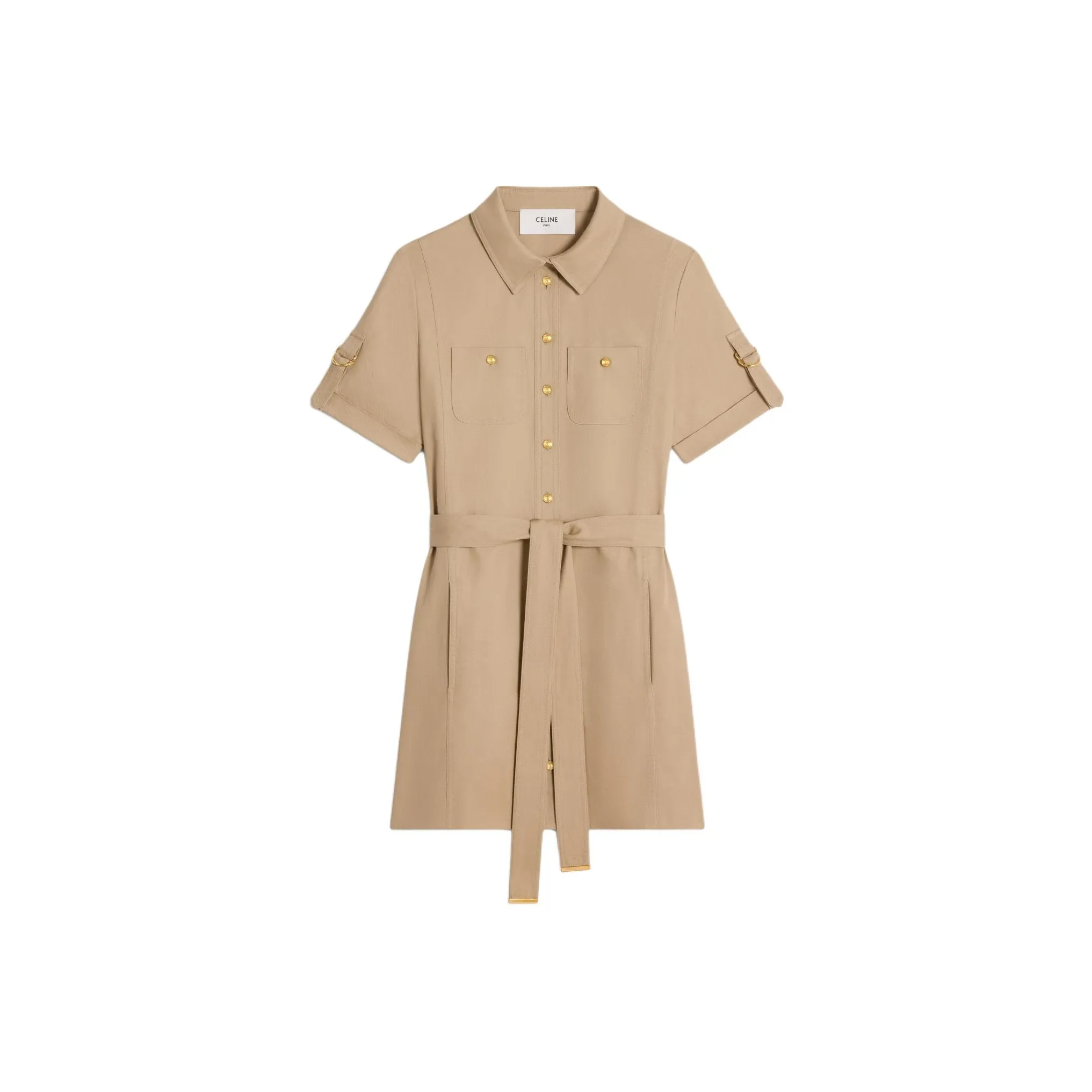 CELINE Trapeze Button Up Mini Dress