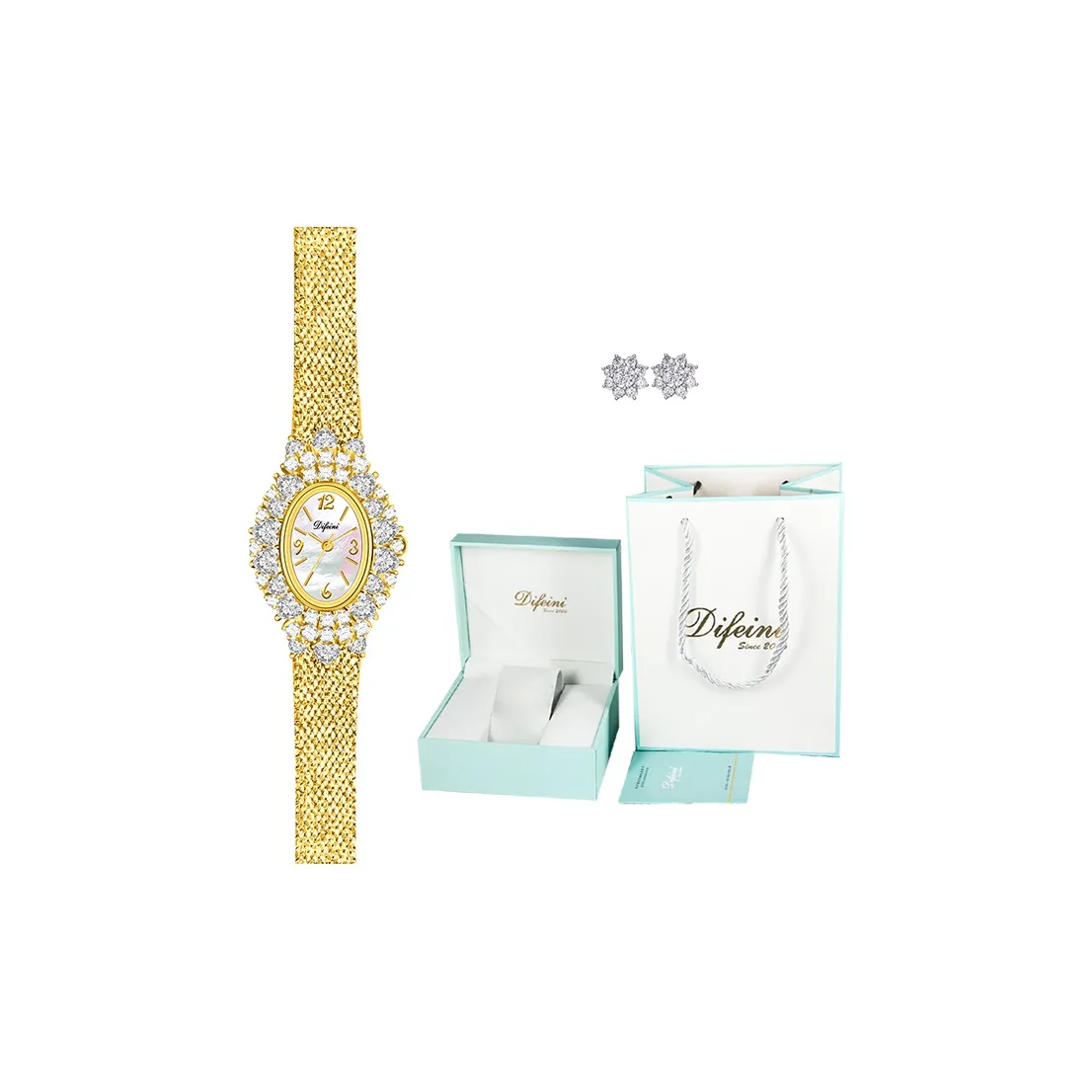 Difeini Кварцевый механизм нержавеющая сталь ремешок женские часы жемчужная раковина цвет циферблат часов