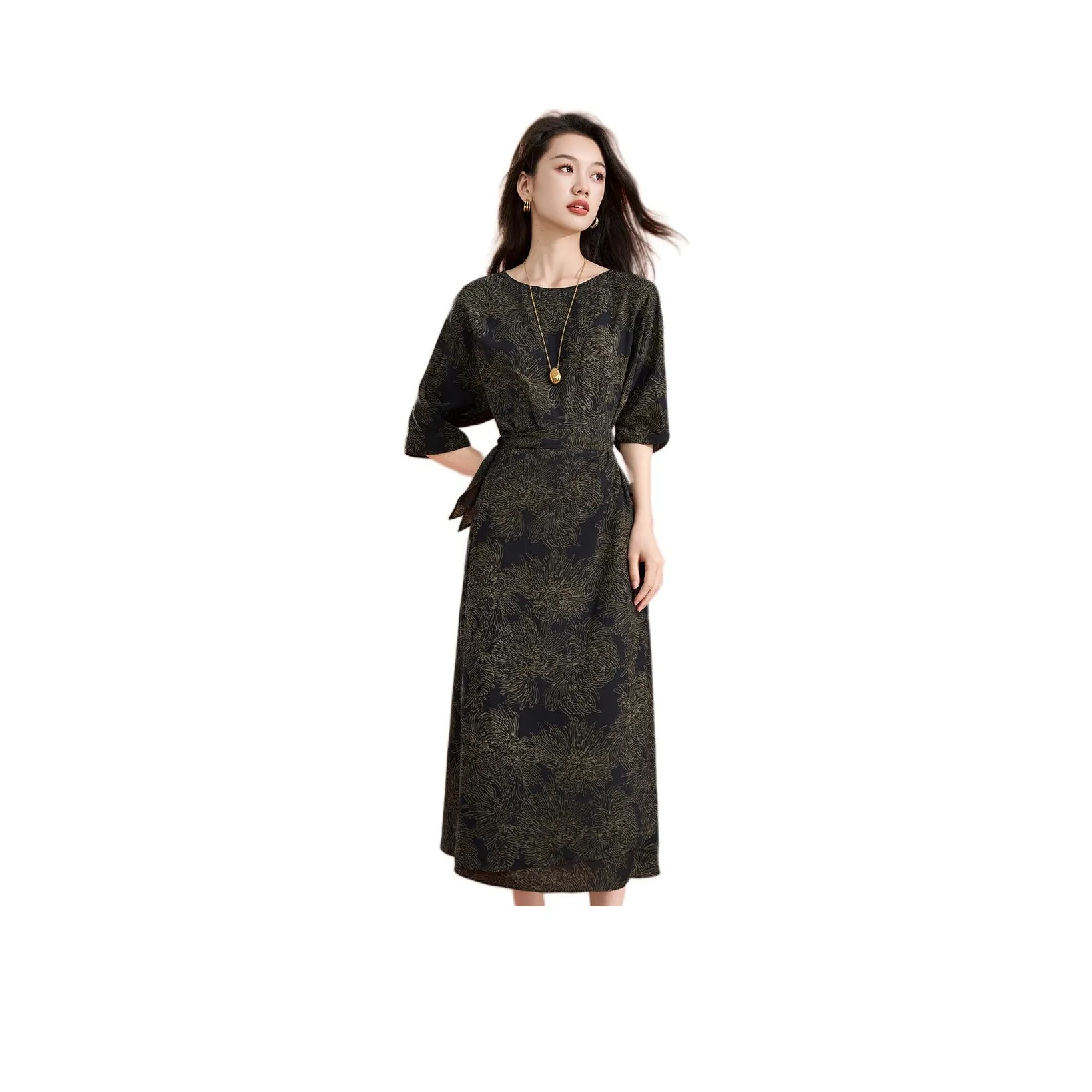 Mylan Short Sleeved Dress Women's Black Gold