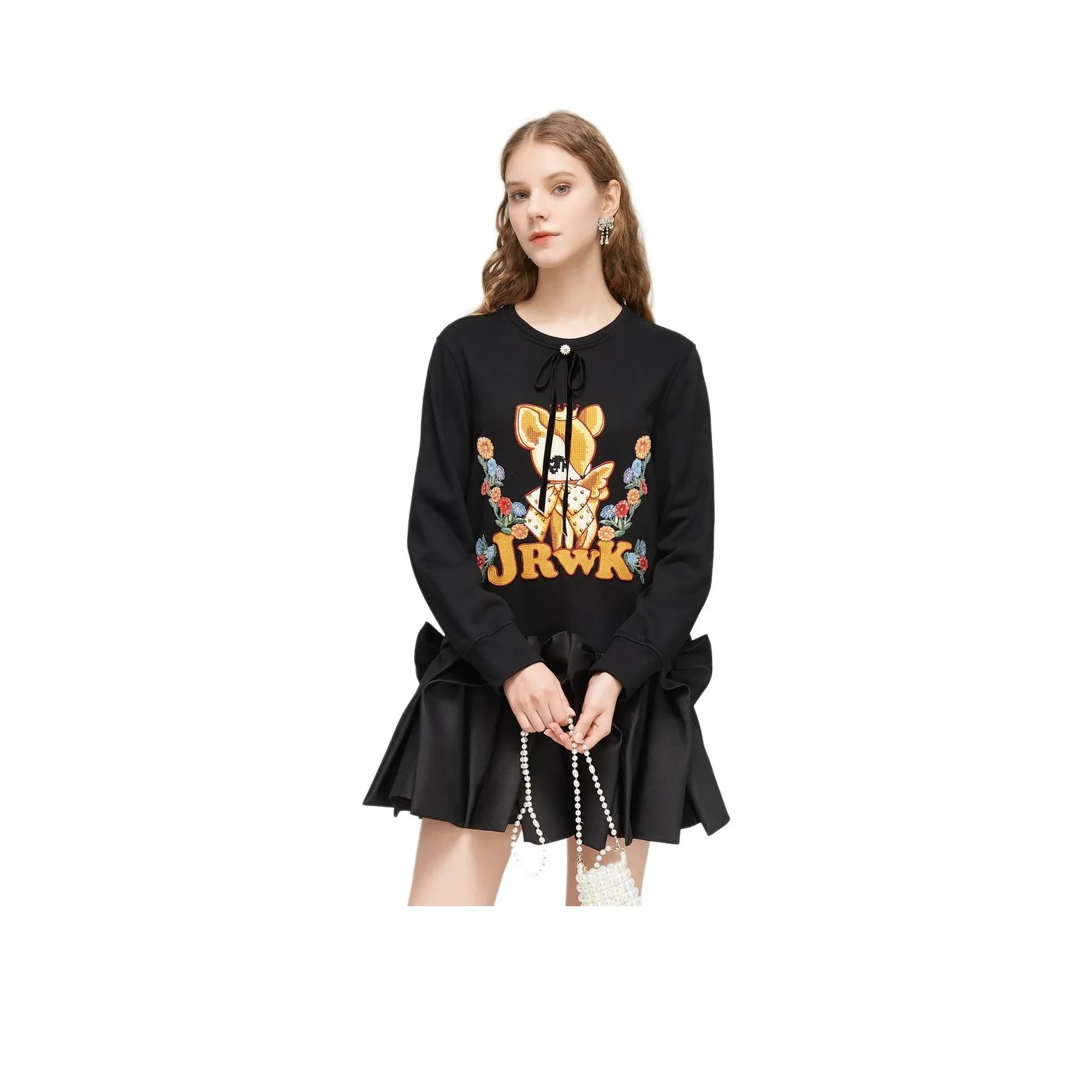 JORYAweekend Длинное платье с длинными рукавами женское черное