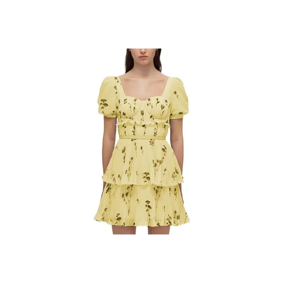 Self-portrait Short-Sleeved Dresses Women's Yellow