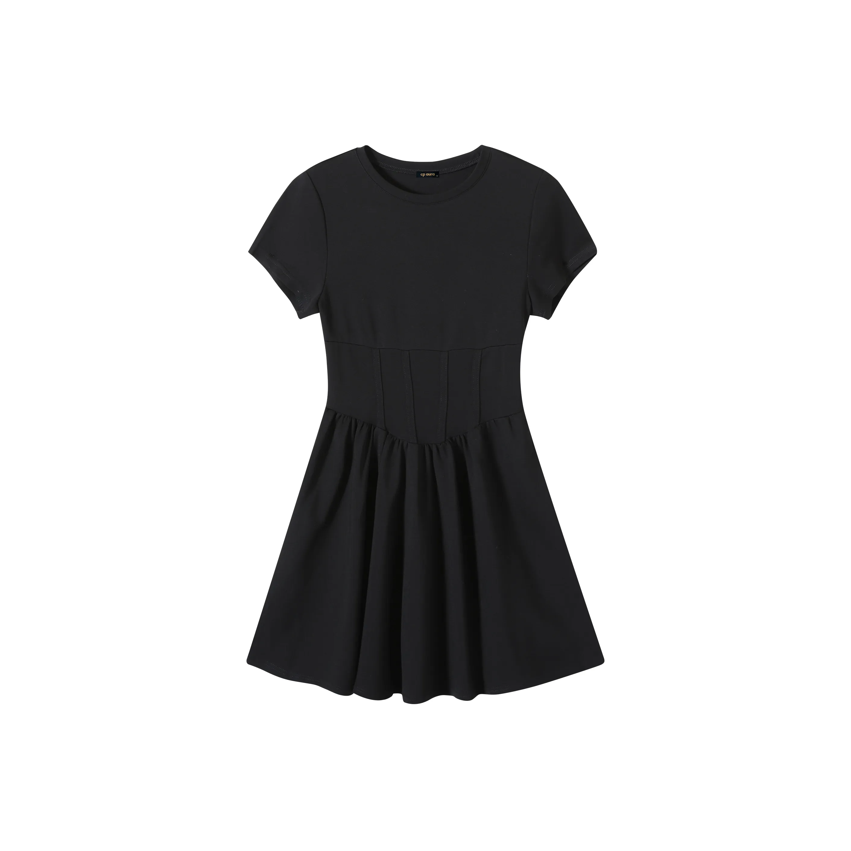 CPAURA Короткий рукав Платье Женское Черное