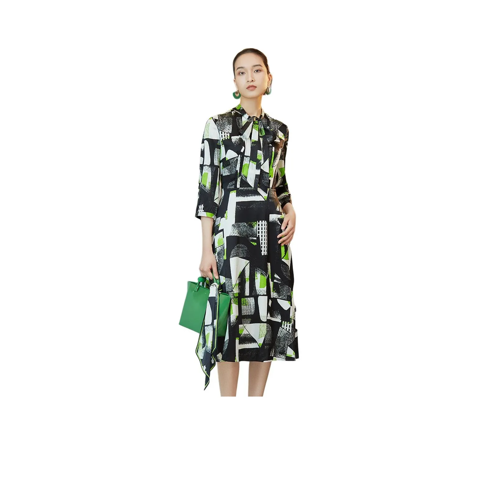 BBLLUUEE Long-Sleeved Dresses Women's Black Emerald Green