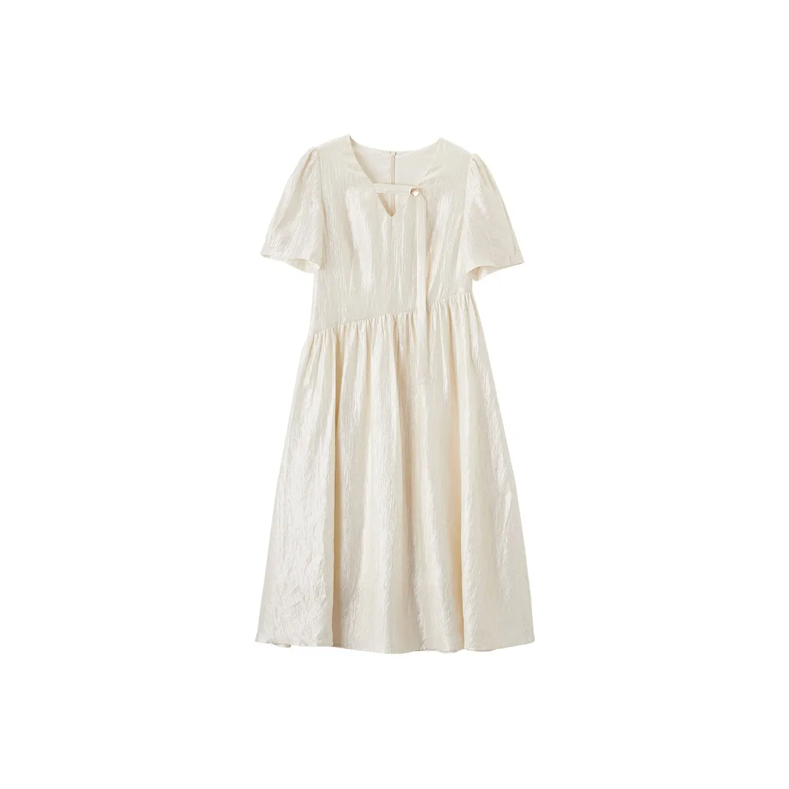 XIANGYING Короткий рукав Платье Женское Бежевое