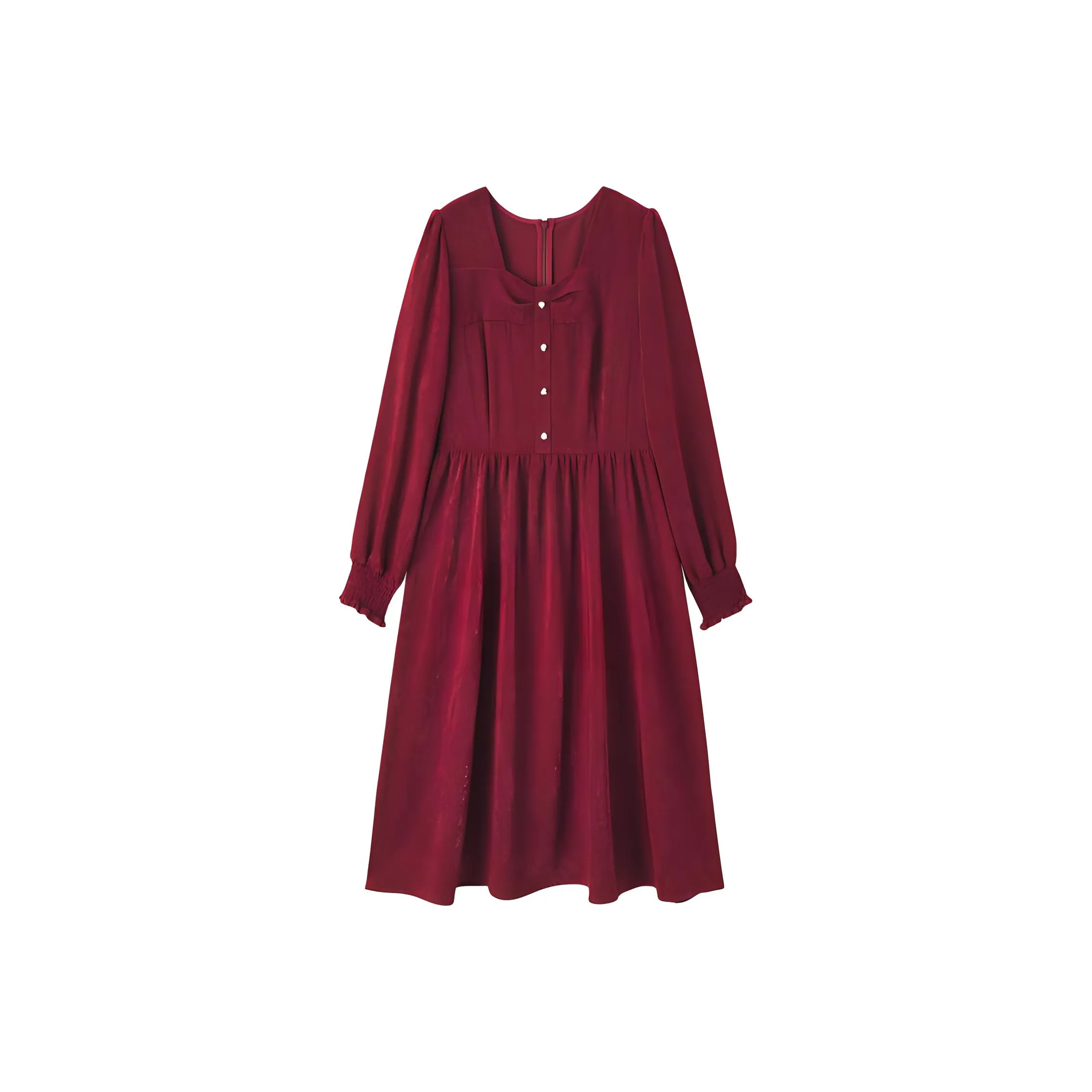 EICHITOO Длинное платье с длинными рукавами женское темно-красное