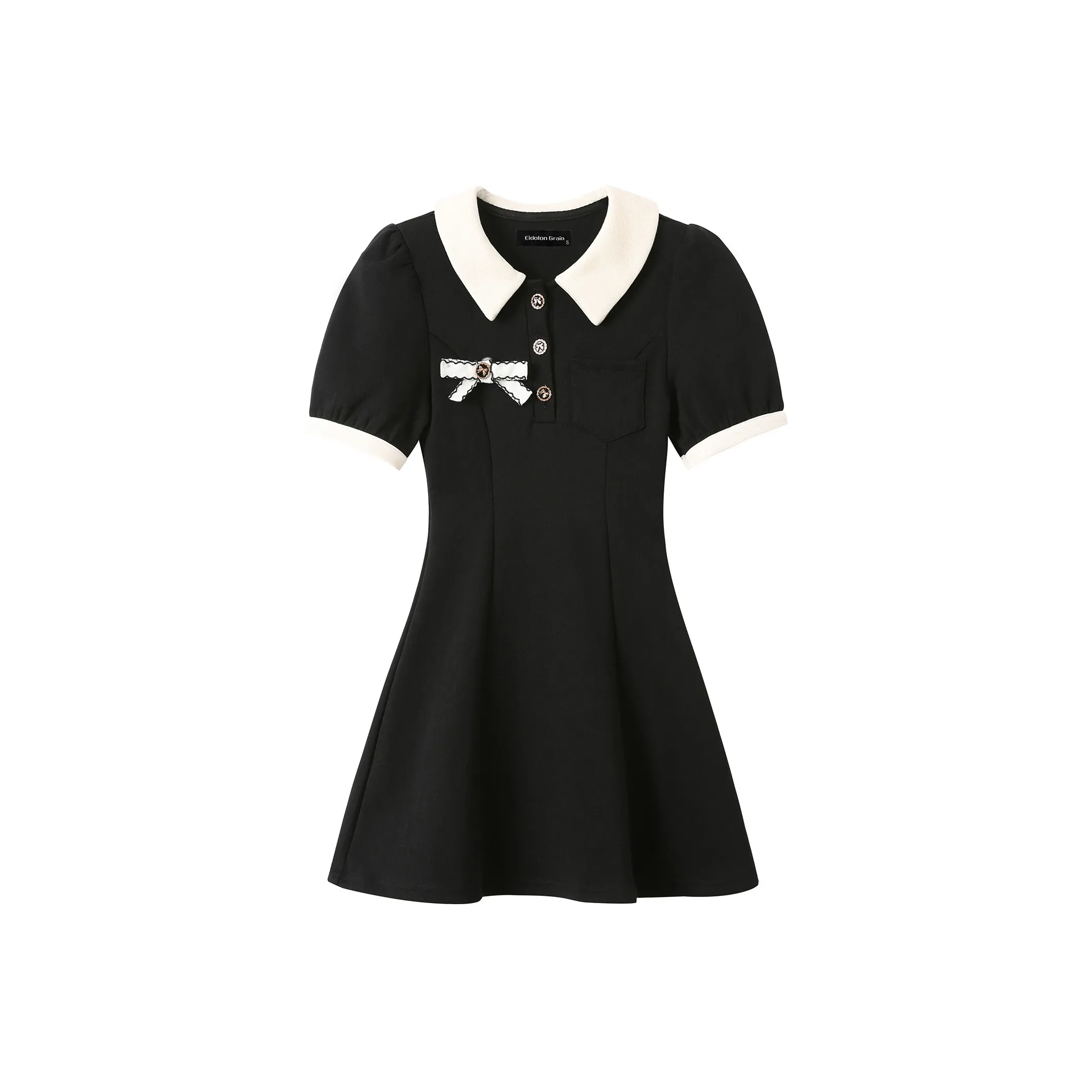 EIDOLON GRAIN Короткий рукав Платье Женское Черное