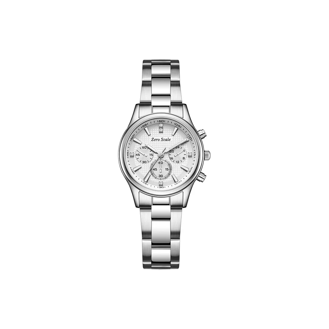 Zero Scale Кварцевый механизм Металлический ремешок Часы Женские Белый циферблат