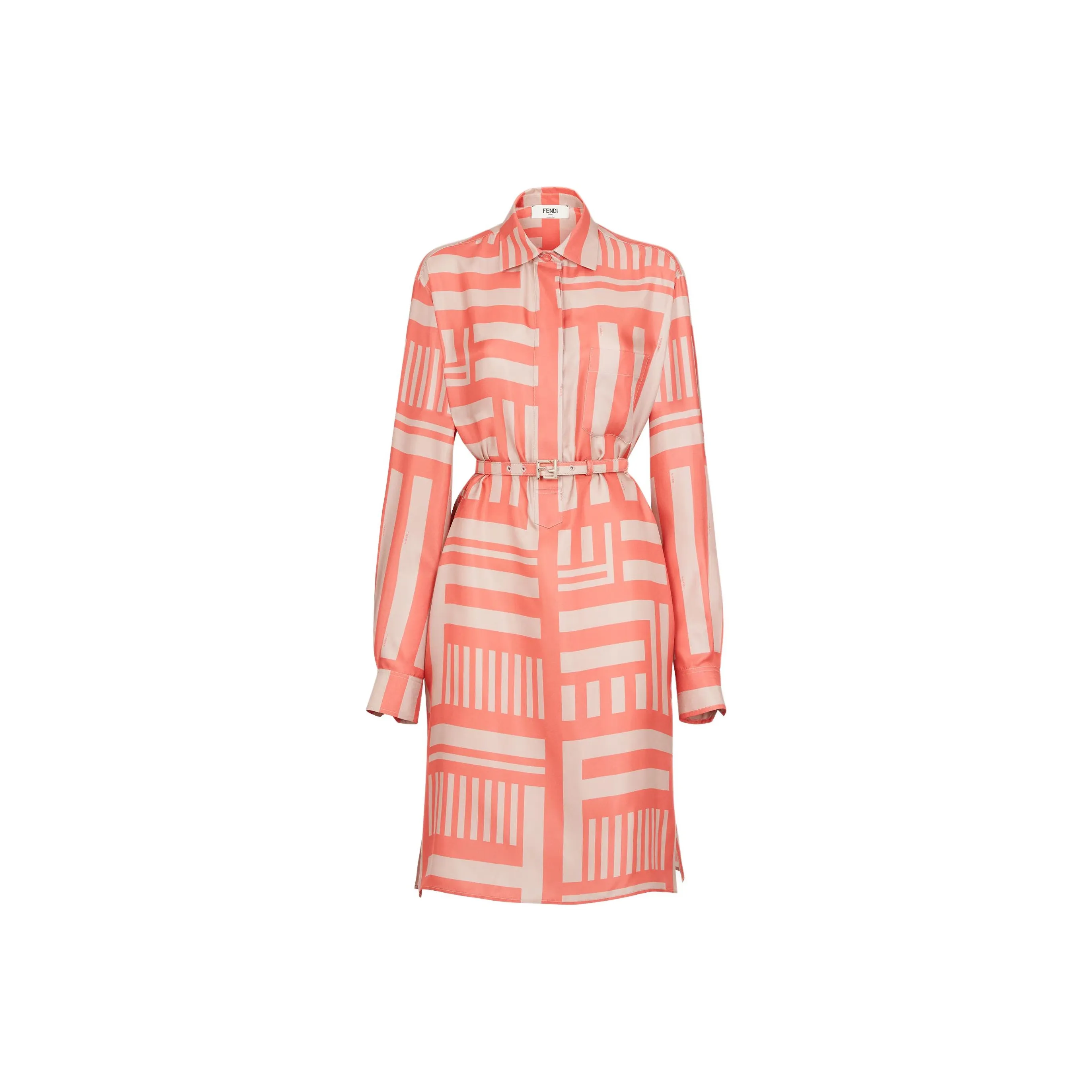 FENDI SS24 Long Sleeved Dress Women's Pink