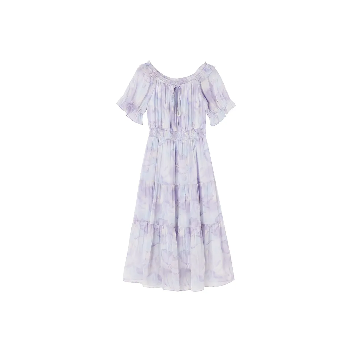 XIANGYING Короткий рукав Платье Женское Фиолетовое