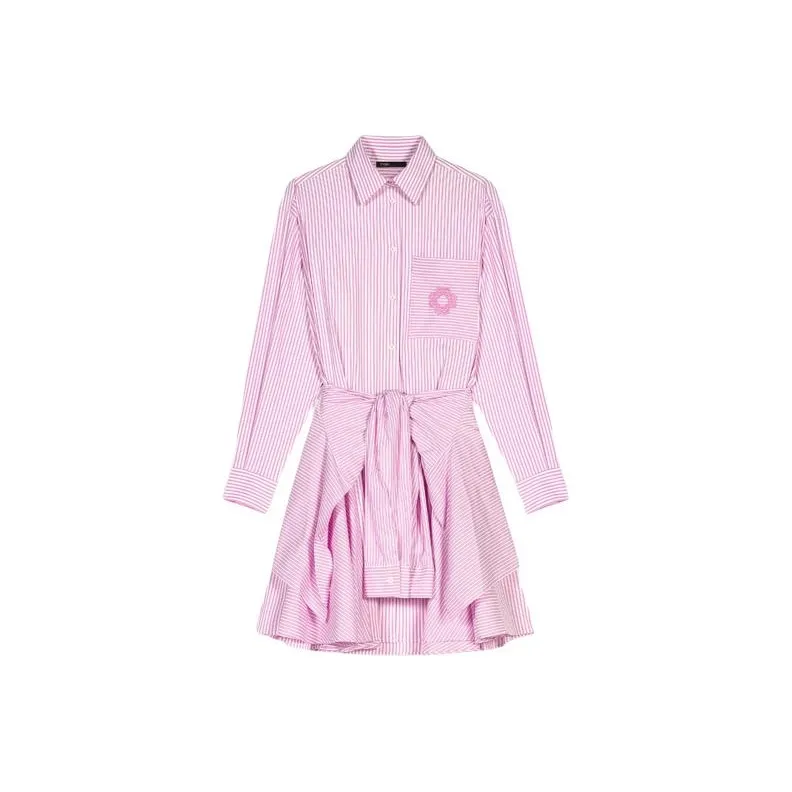 Maje Длинное платье с длинными рукавами женское розовое