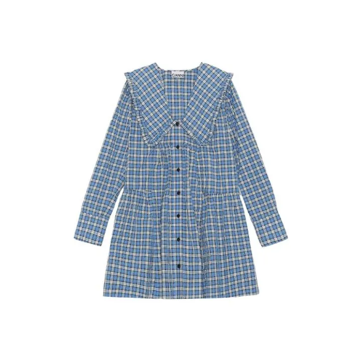 GANNI Long Sleeved Dresses Women's Blue