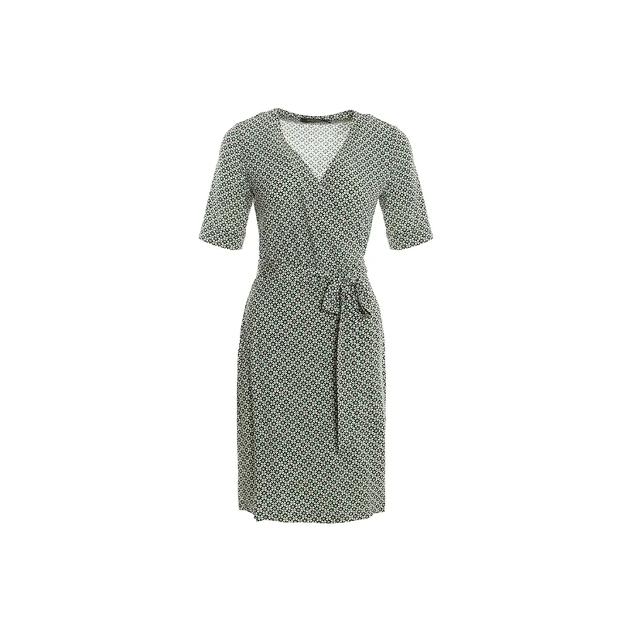BESIONIA Short Sleeved Dress Women's Green Pattern