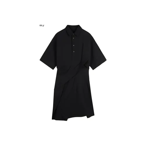 Jiangnan Commoner Black Женские Короткие Платья с Рукавами