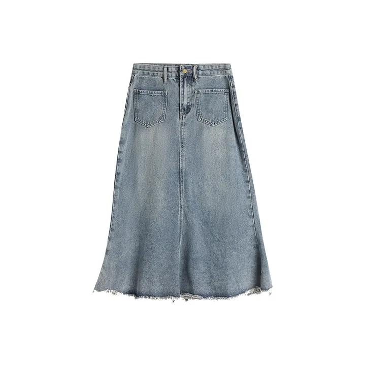 WOWI KCKS Long Skirt Denim Dress Women's Blue
