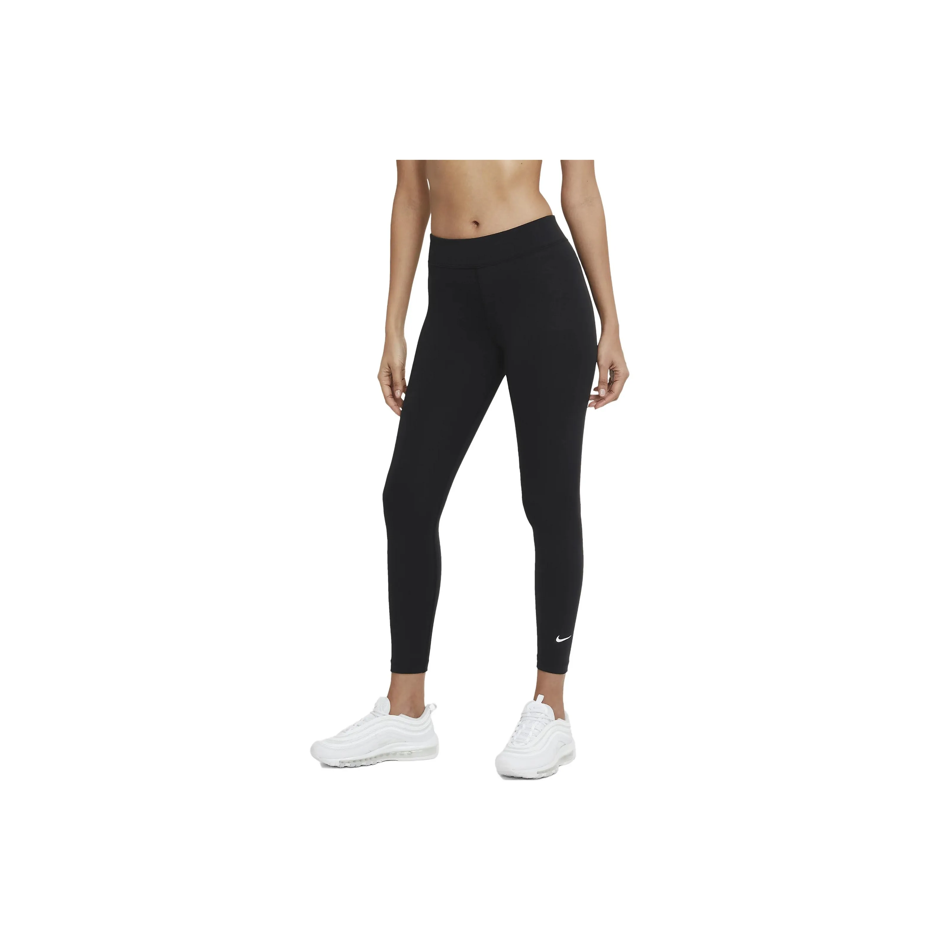 Nike Women's Small Swoosh Logo Plain Leggings Black