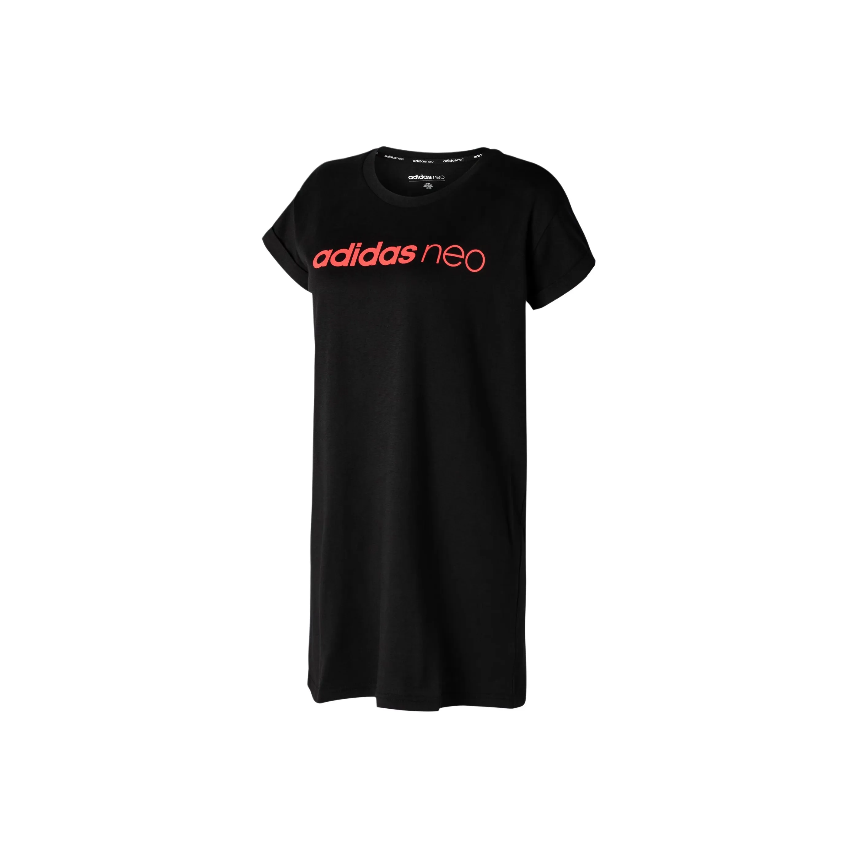 Adidas Neo W CS Платье Короткий рукав Платье Женское Черный Ярко-розовый Флуоресцентный