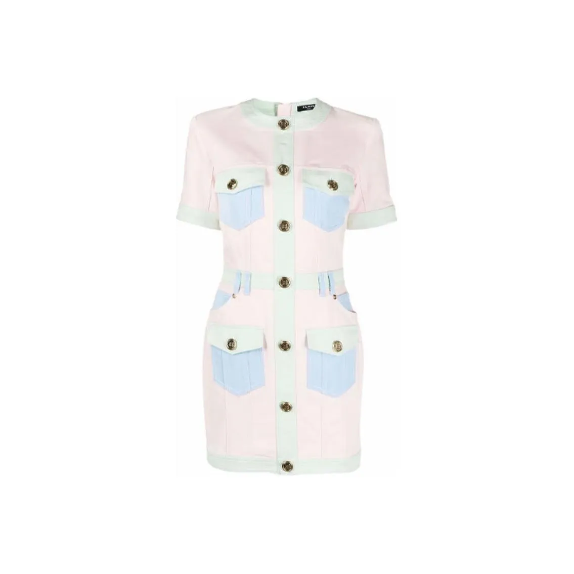 BALMAIN Short Sleeved Dresses Women's Pink