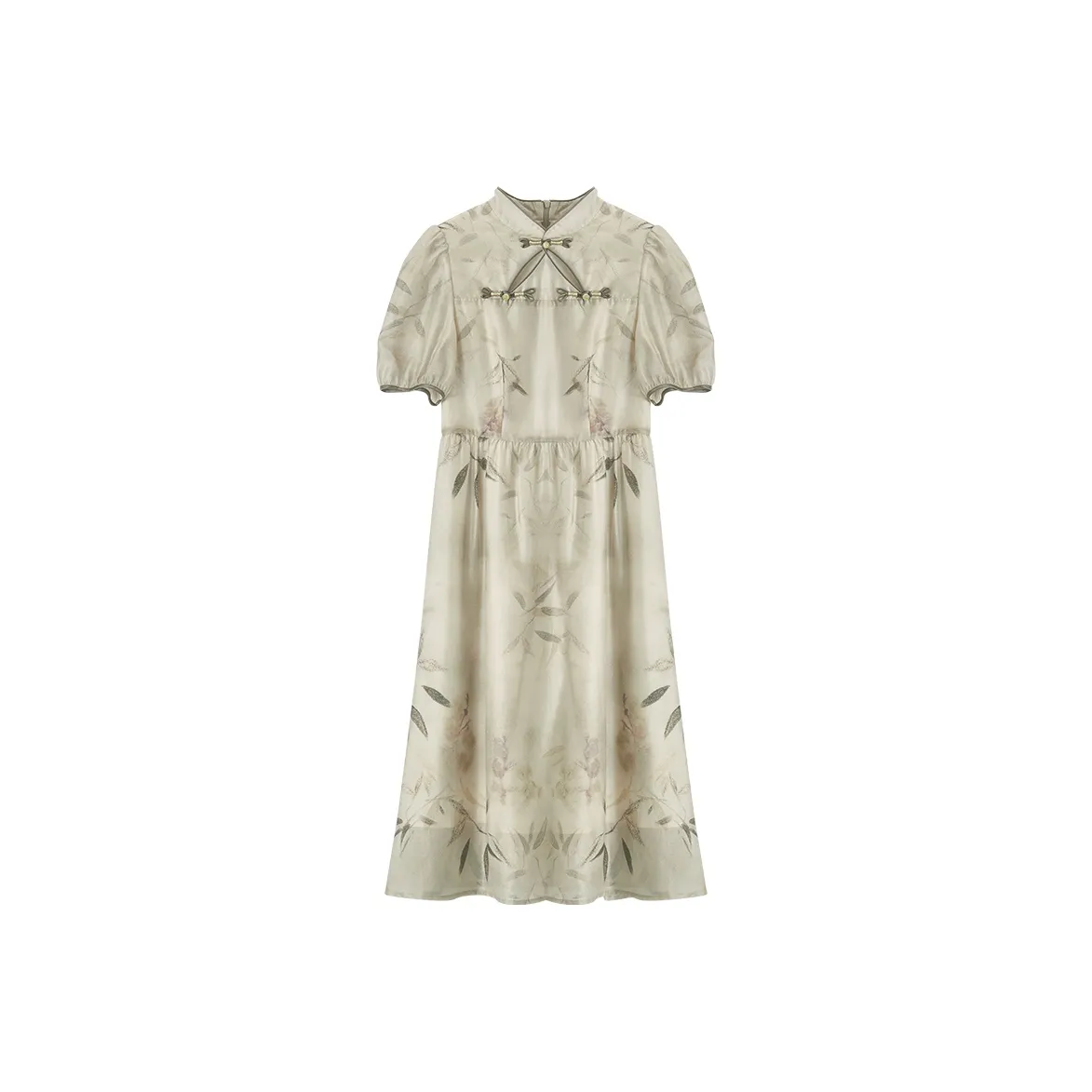 XIANGYING Short Sleeved Dress Women's Beige
