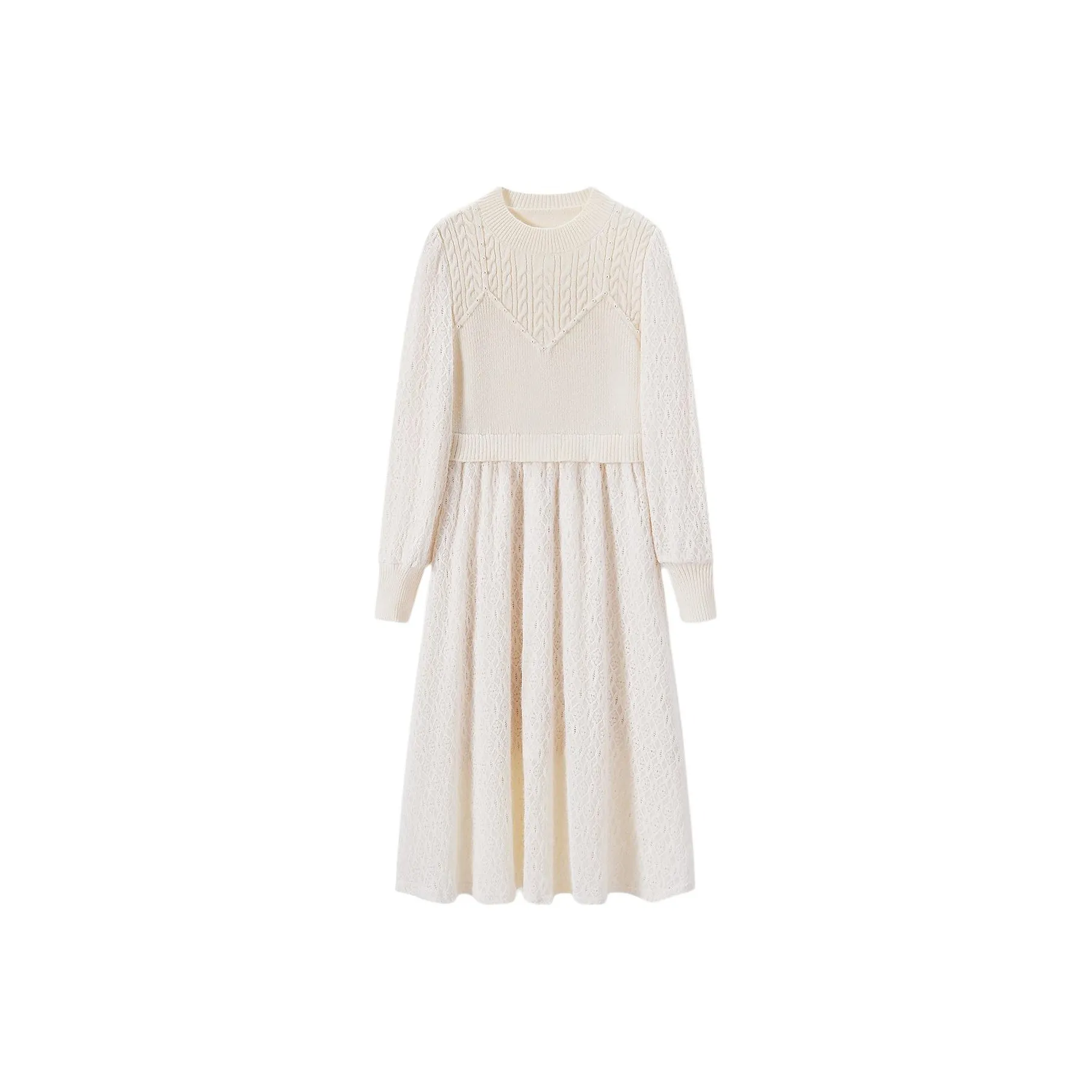 EICHITOO Длинное платье с длинными рукавами женское натуральный белый