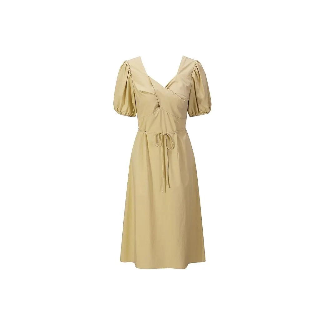Cubic Slip Dresses Women's Mustard Yellow