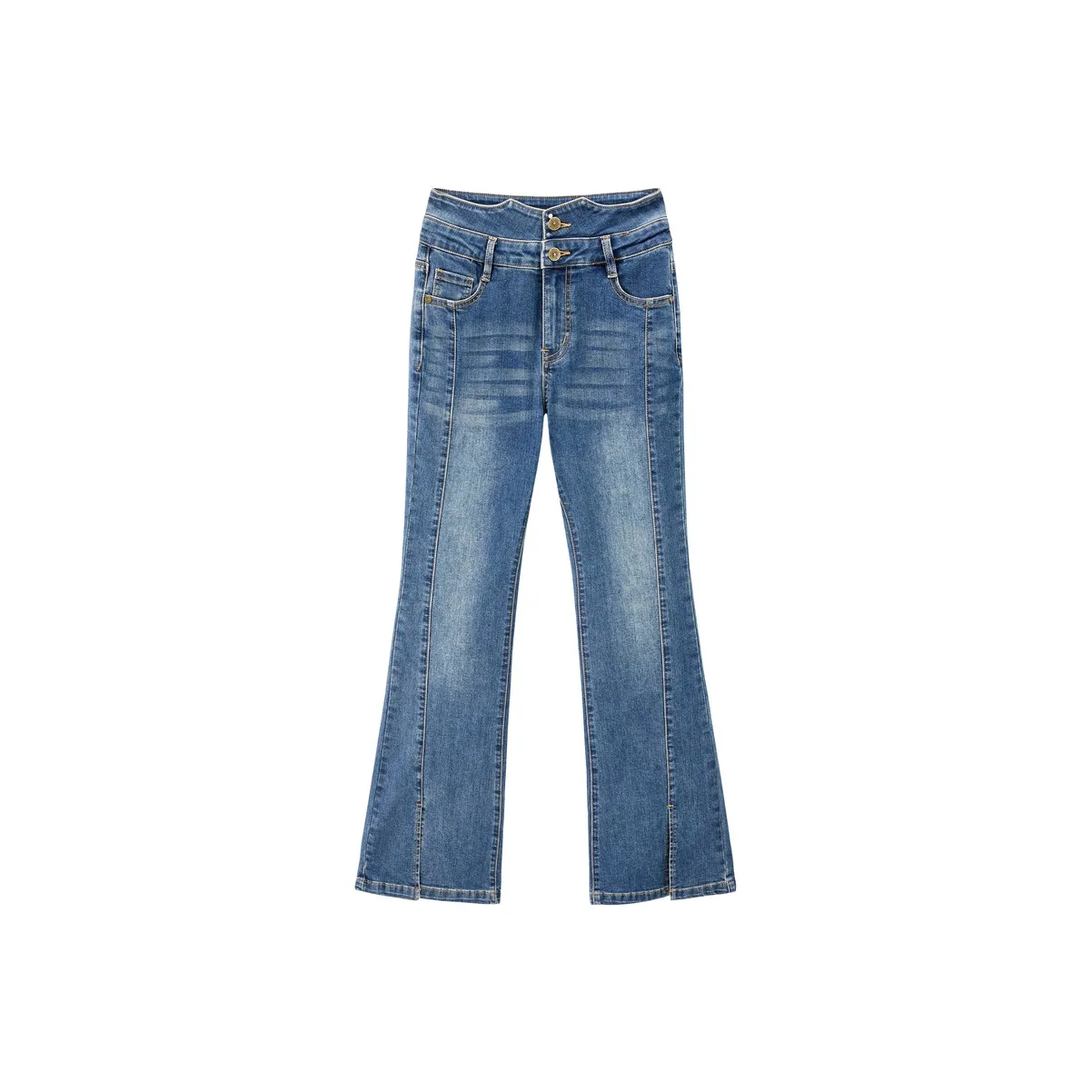 LEDIN Джинсы Женские Выцветшие Джинсовый Синий