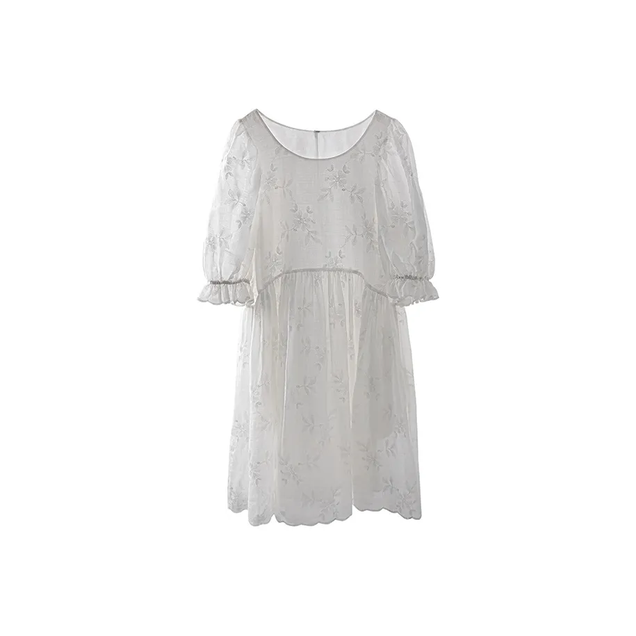 HDFULERN Short-Sleeved Dresses Women's White
