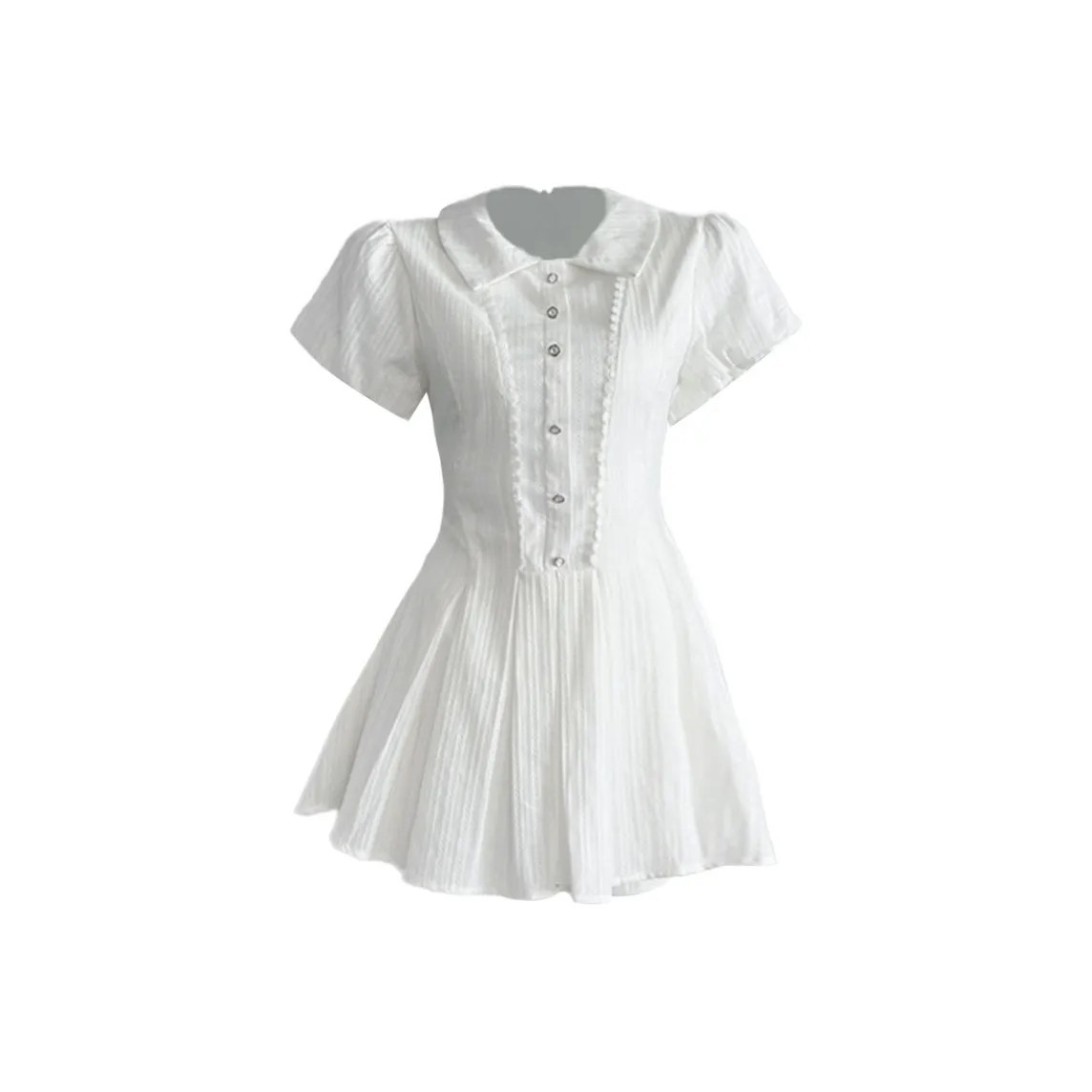 COSYISM Короткий рукав платье женское цвет гардения белый