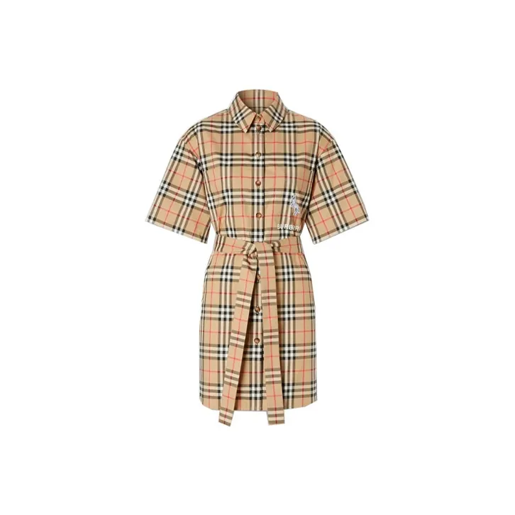 Burberry Short Sleeved Dress Women's Beige