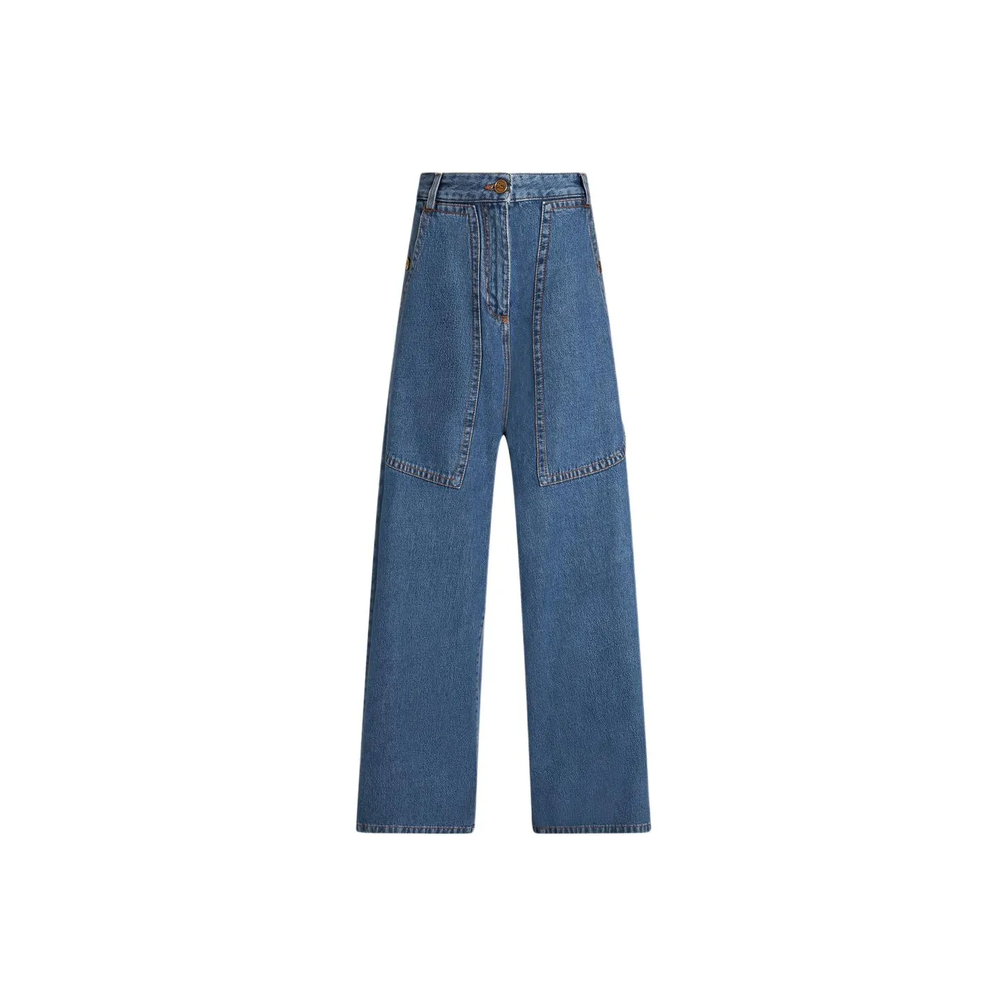 ETRO Pegaso Embroidered High Waist Wide Leg Jeans
