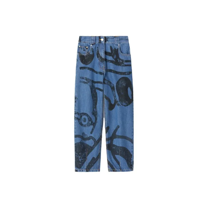 KENZO K Tiger Graphic Print Cropped Jeans