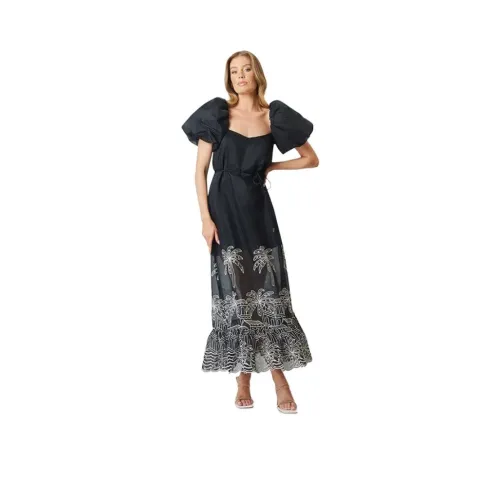 ELLIATTCOLLECTIVE Black Женские Короткие Платья с Рукавами