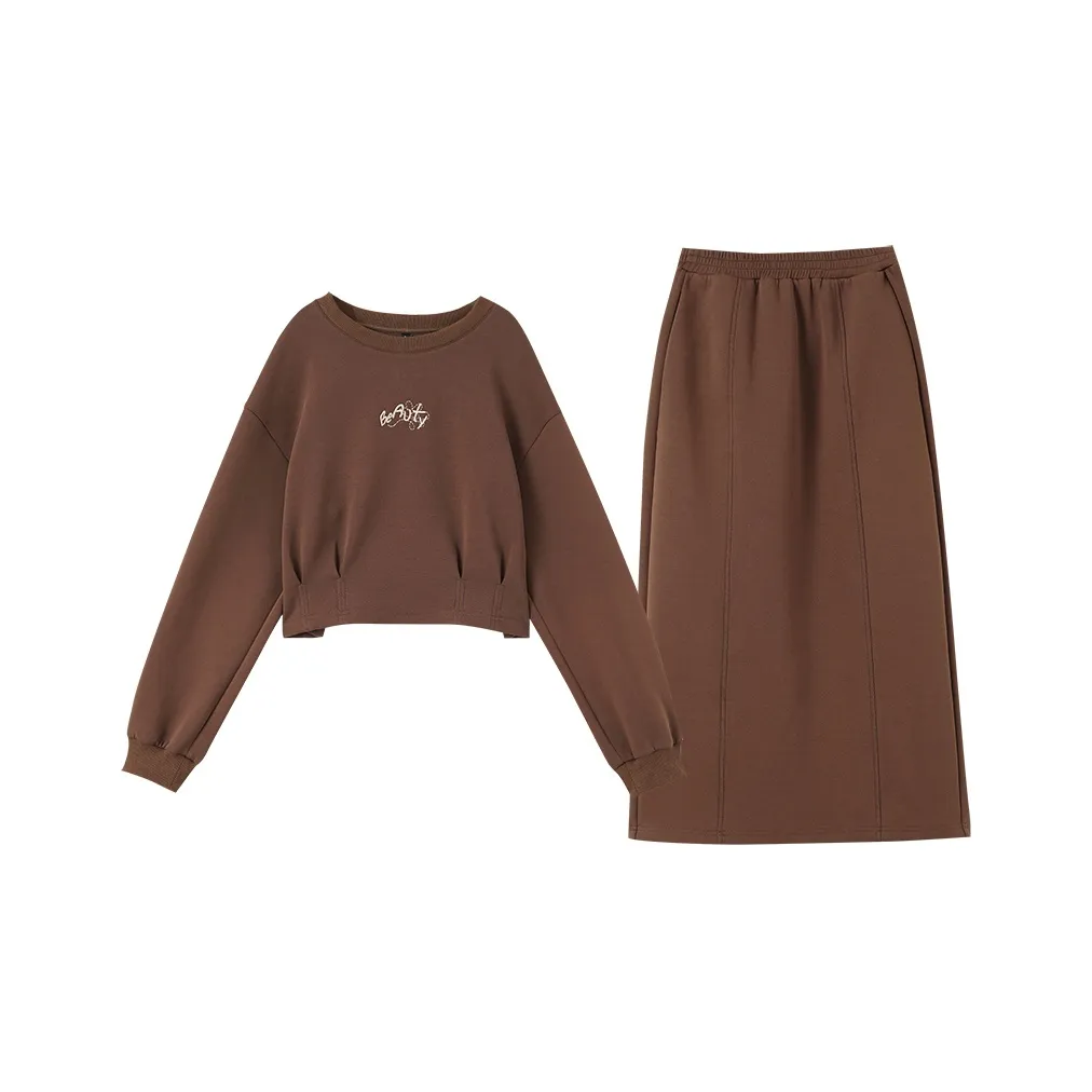 OUNIXUE Свитшот Комплект Женский Кофейный