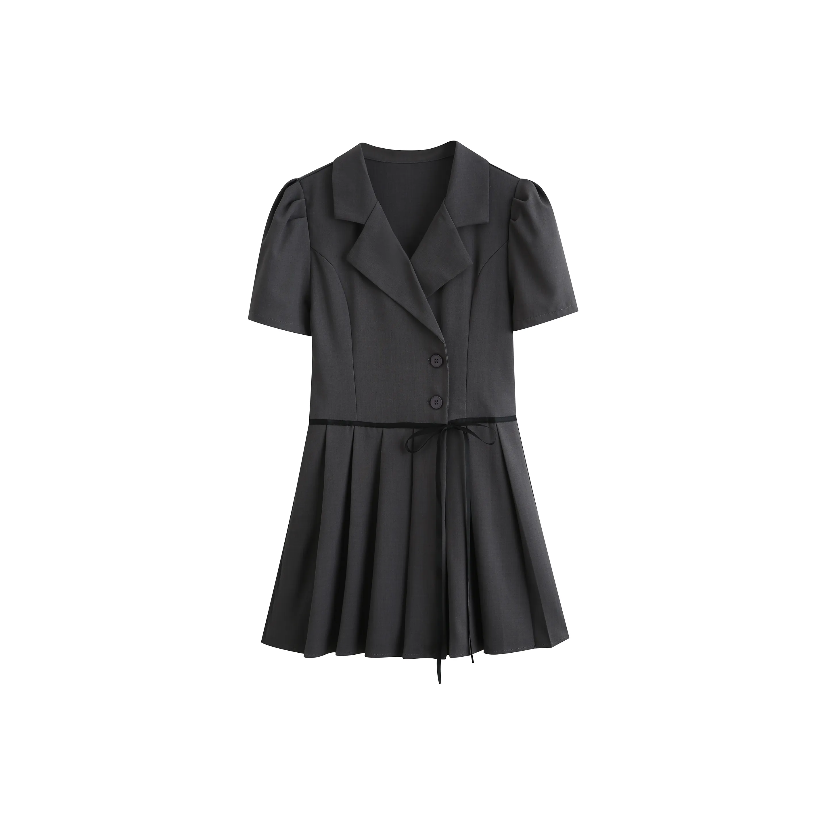 LSVE Короткий рукав Платье Женское Элегантное Серое