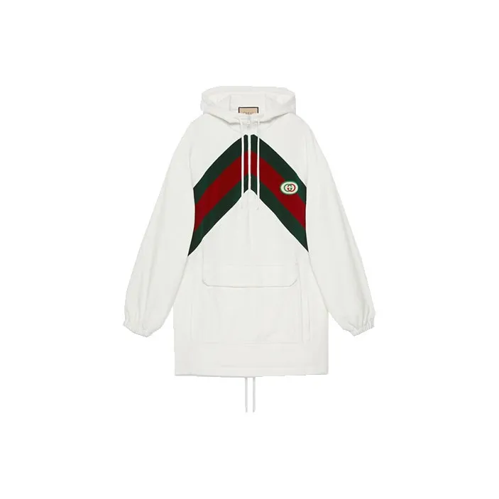 GUCCI Chenille Web Hooded Dress White