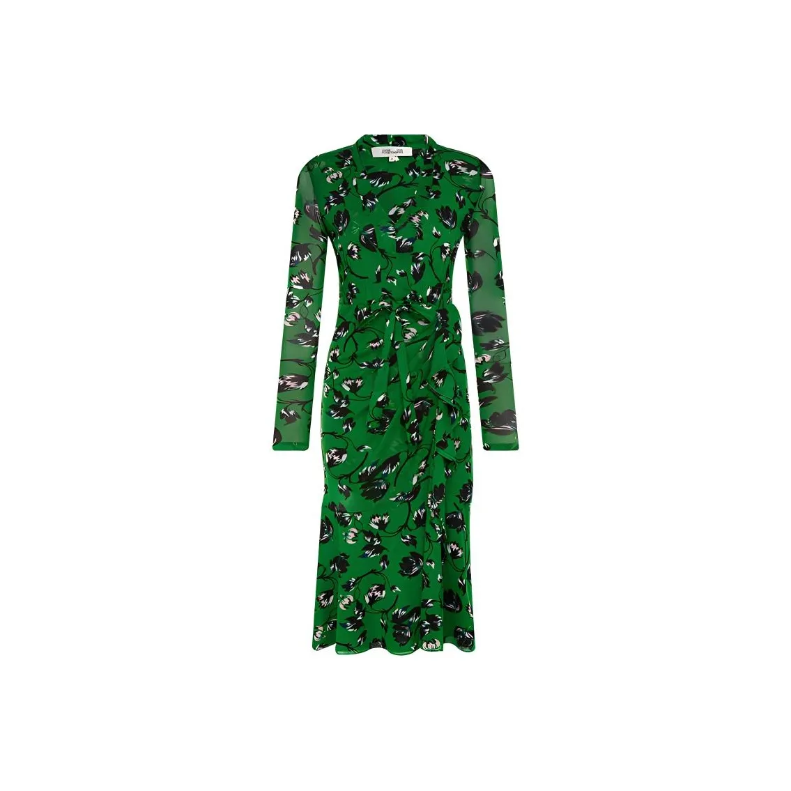 DVF Diane Von Furstenberg Длинное платье с длинными рукавами женское зеленое