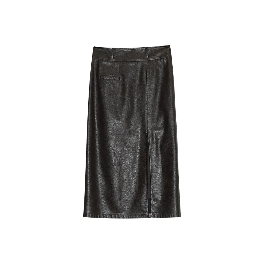 THE SEA LIFE Кожа Длинная Юбка Женская Темная Бабочка Коричневая