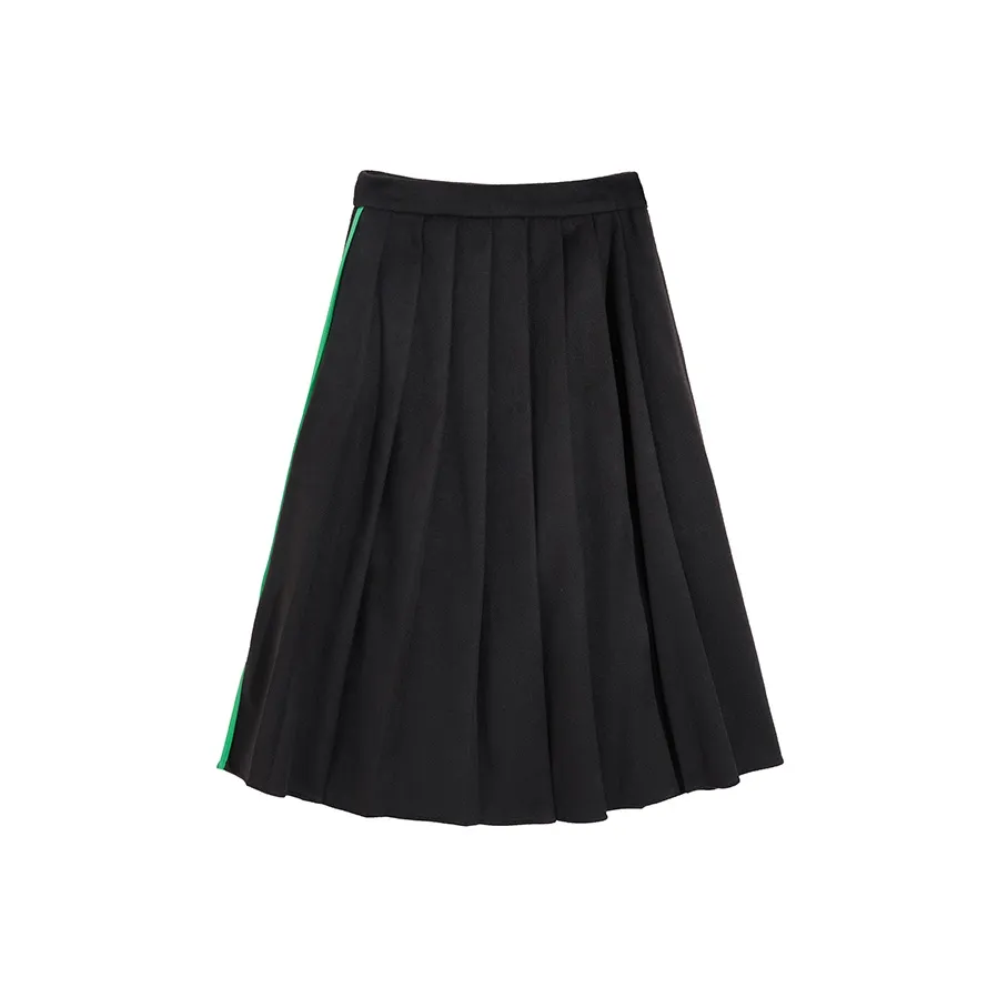 Ouyang Черная Женская Кожаная Длинная Юбка