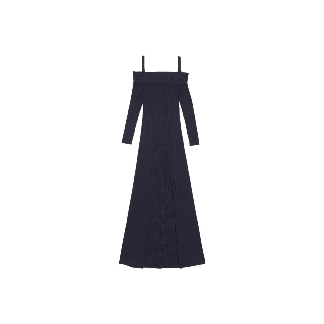 GANNI Melange Knitted Off Shoulder Maxi Dress