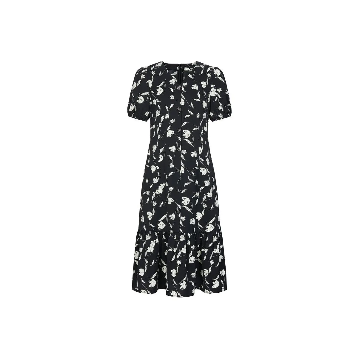 JZ. ANNAKRO Короткий рукав Платье Женское Цветочное Черное