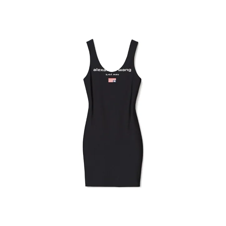 alexander wang SS21 Scoop Neck Low Back Tank Dress In Black