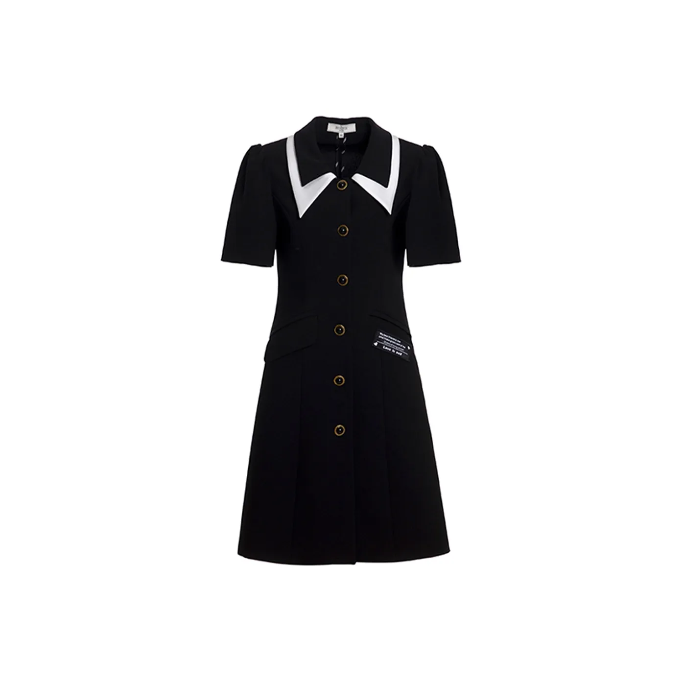 BESIONIA SS22 Короткий рукав Платье Женское Черное