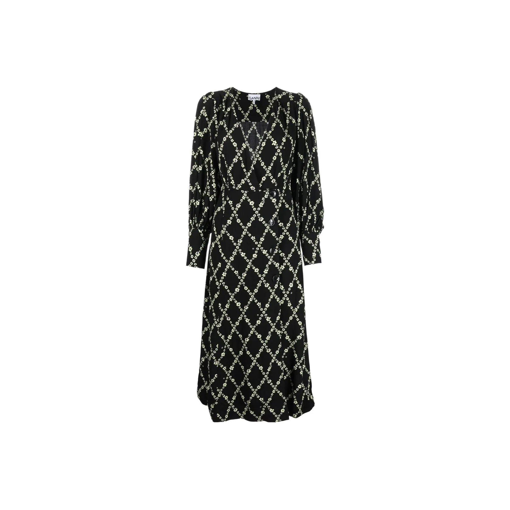 GANNI Длинное платье с длинными рукавами женское