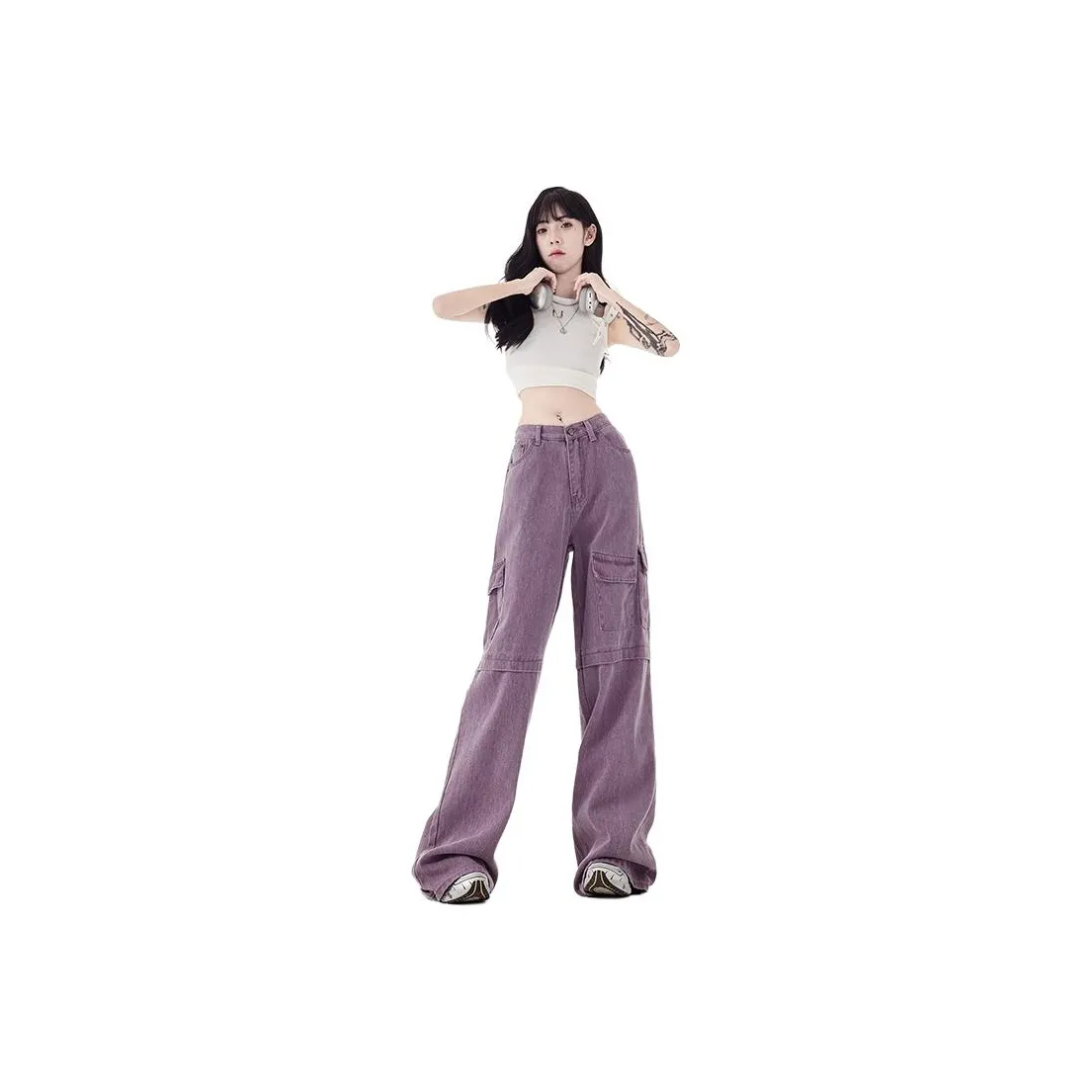 Lizisw Карго Брюки Женские Фиолетовые