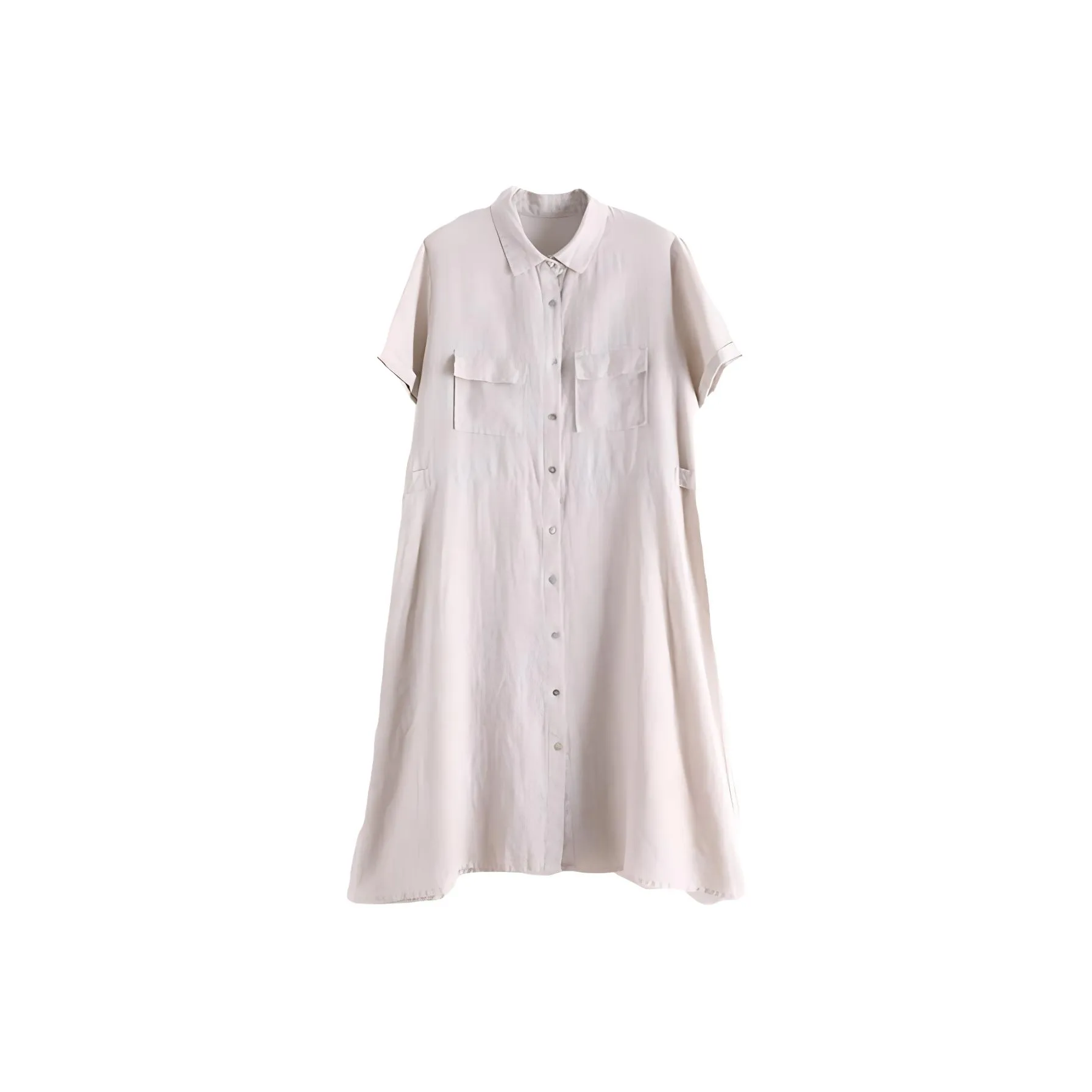 ZIMO Короткий рукав Платье Женское Конопляное