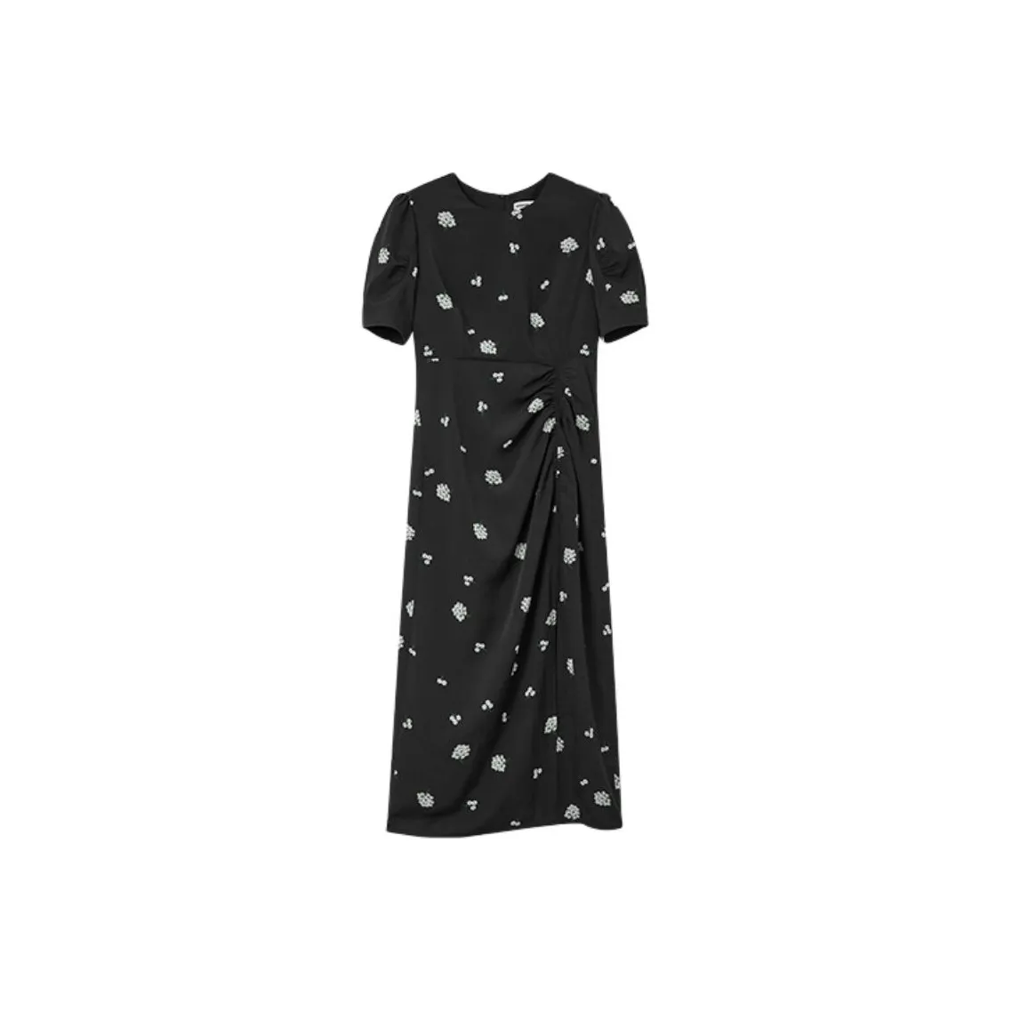 Orange Desire Short Sleeved Dress Women's Falling Flowers Under The Moon