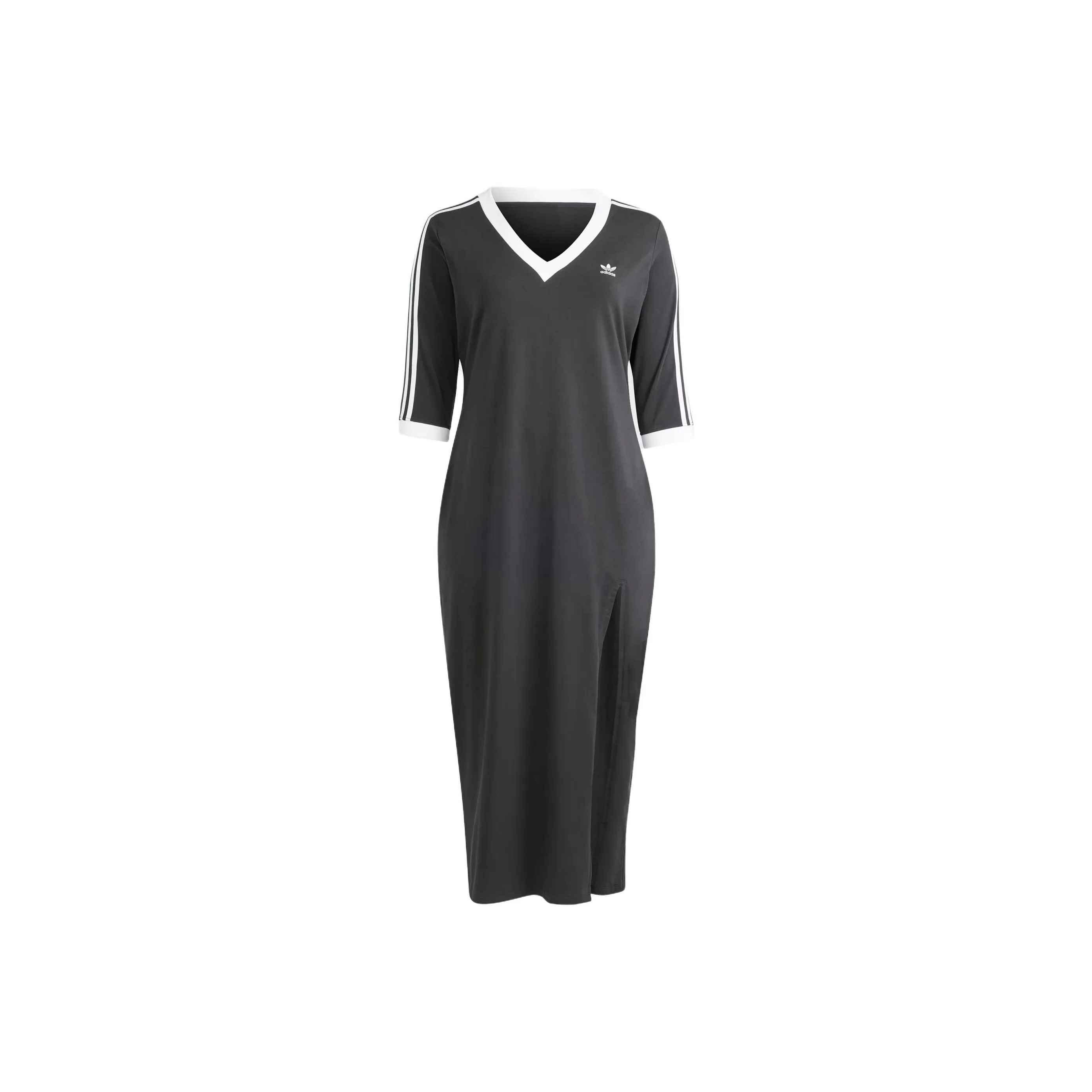 Adidas Originals Adicolor Classics 3 Stripes V Neck Maxi Dress Plus Size
