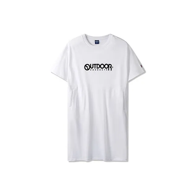 OUTDOOR PRODUCTS Короткий рукав Платье Женское Классическое Белое