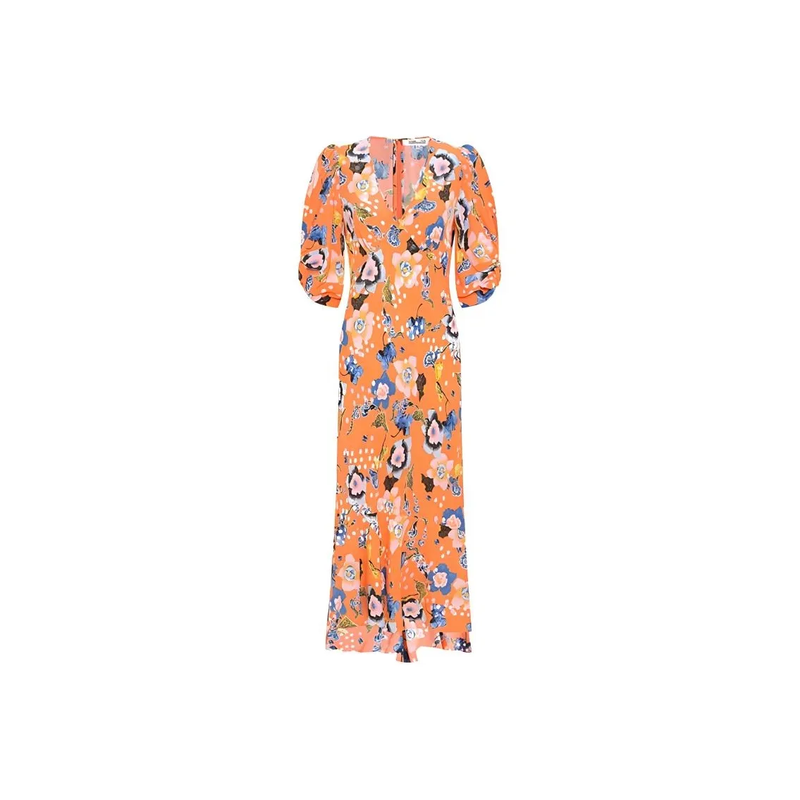 DVF Diane Von Furstenberg Длинное платье с длинными рукавами женское оранжевое