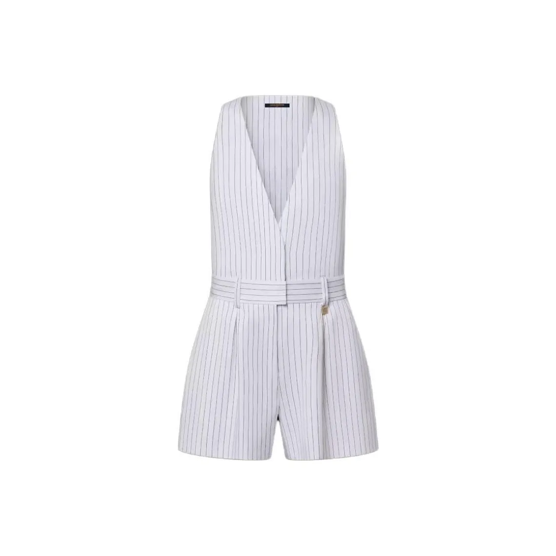 LOUIS VUITTON Tailored Pinstripe Playsuit Jumpsuit Women's White